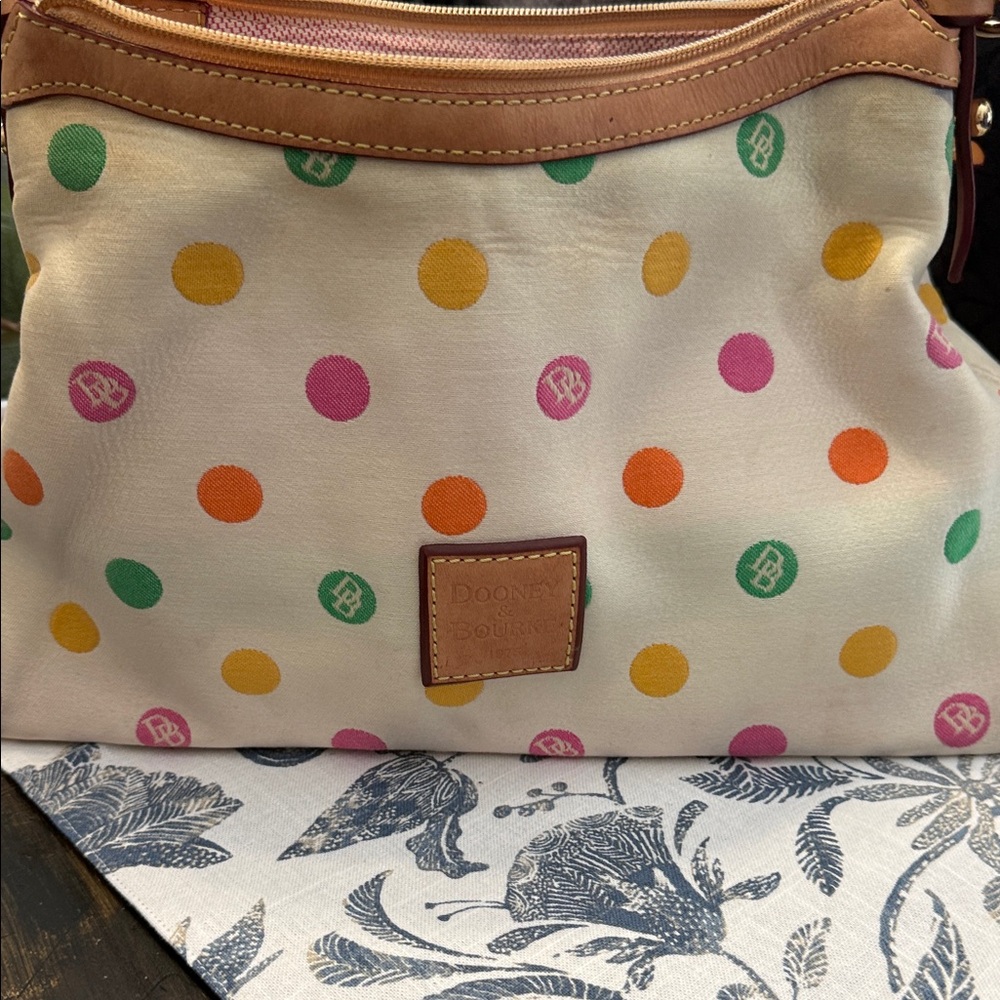 Dooney & Bourke Polka Dot Shoulder Bag - Cream, Pink, Orange, Green VINTAGE